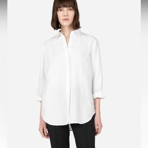 Everlane White Linen Relaxed Button Down Shirt Long Sleeve Size 2
